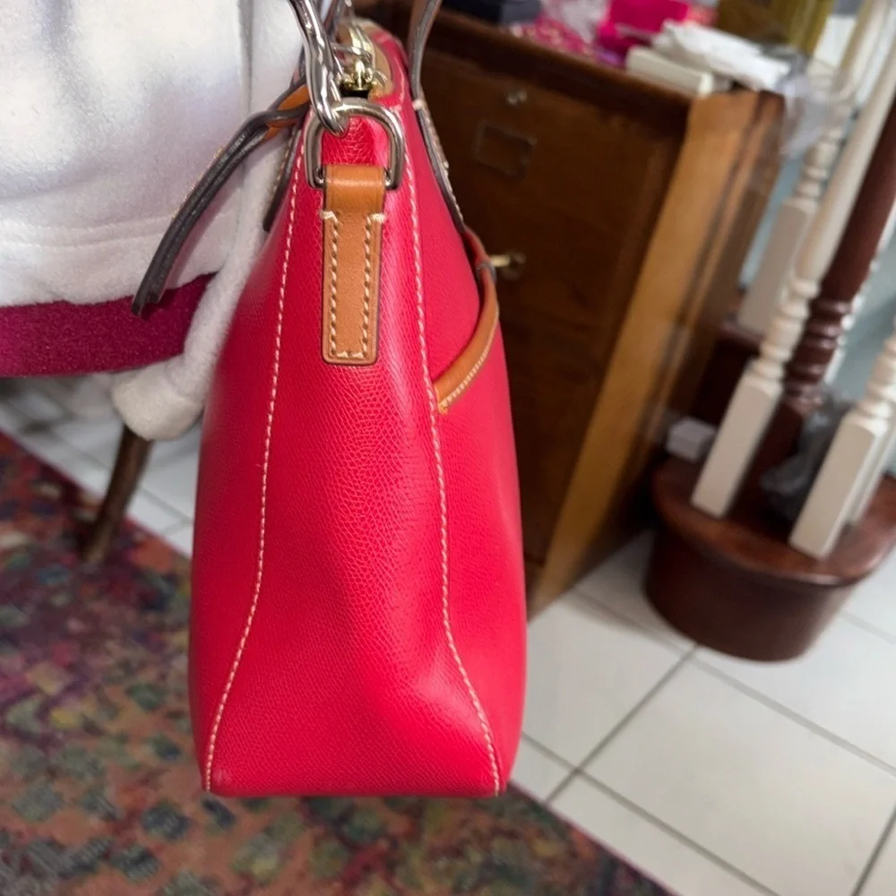 Dooney Bourke  Dome top Satchel  crossbody bag  Leather  flag red/ brown  NWOT